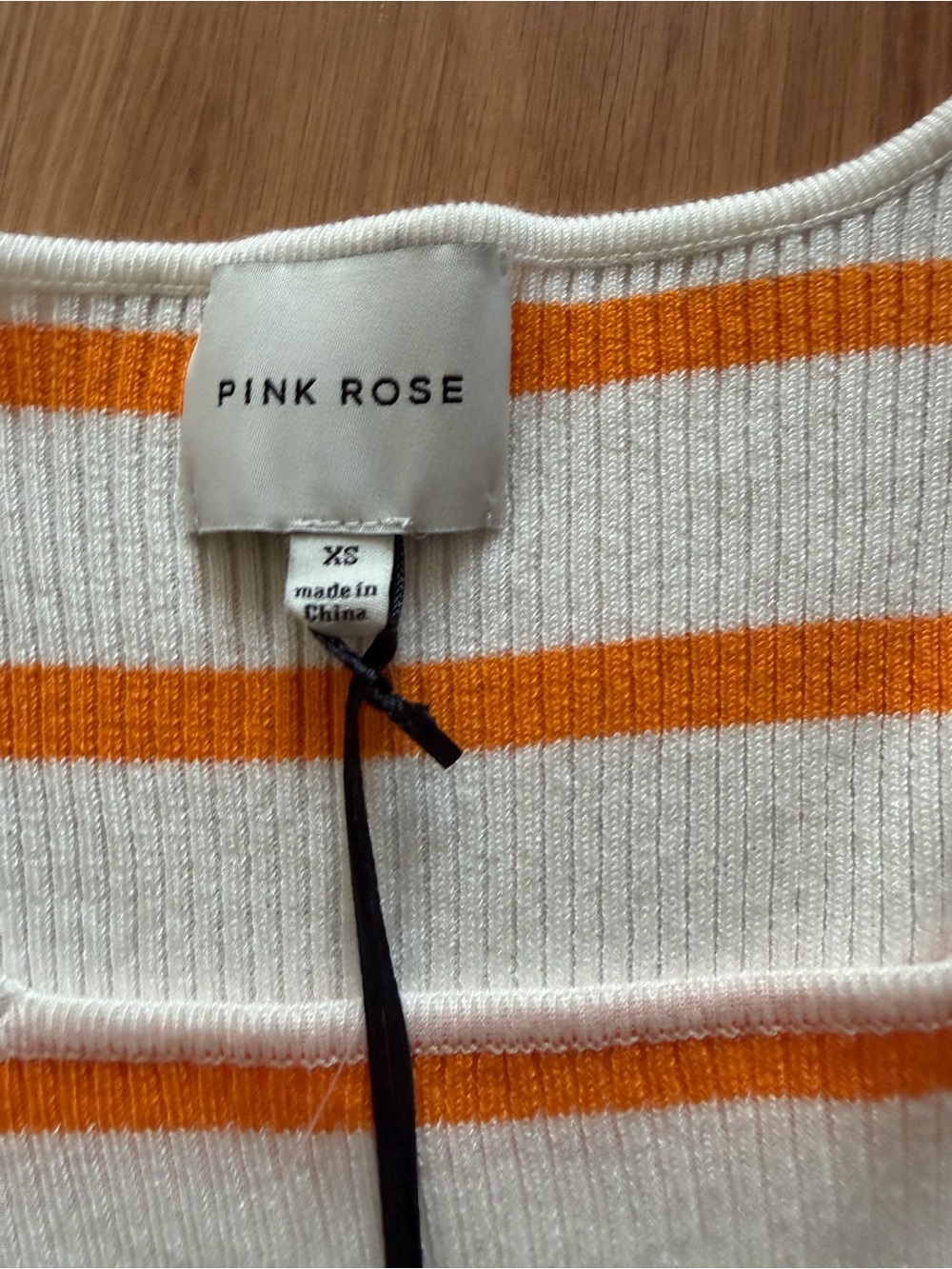 Pink Rose Cream and Orange Striped Long Sleeve Top - Picture 2 of 3